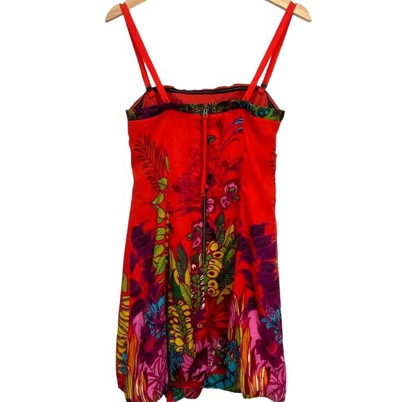 Nanette Lepore Tropical Silk Red Floral Convertible Mini Dress Women's Size 4 - Picture 2 of 9